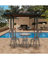 Patio Bistro Set of 3 Outdoor Dining Table with 2 Chairs and Chair Furniture for Garden Park Backyard, Bron