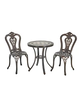 Patio Bistro Set of 3 Outdoor Dining Table with 2 Chairs and Chair Furniture for Garden Park Backyard, Bron