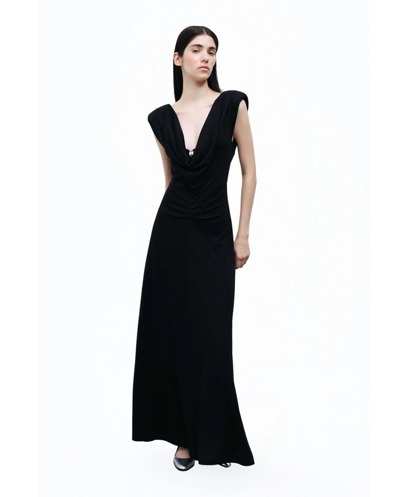 Nocturne Women's Padded Shoulder Maxi Dress