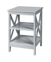 3-Tier Nightstand End Table with X Design Storage
