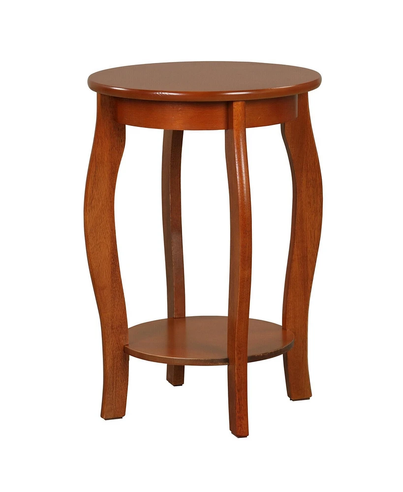 15 Inch 2-Tier Round End Table with Storage Shelf
