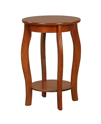 15 Inch 2-Tier Round End Table with Storage Shelf