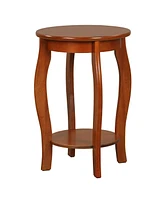 15 Inch 2-Tier Round End Table with Storage Shelf