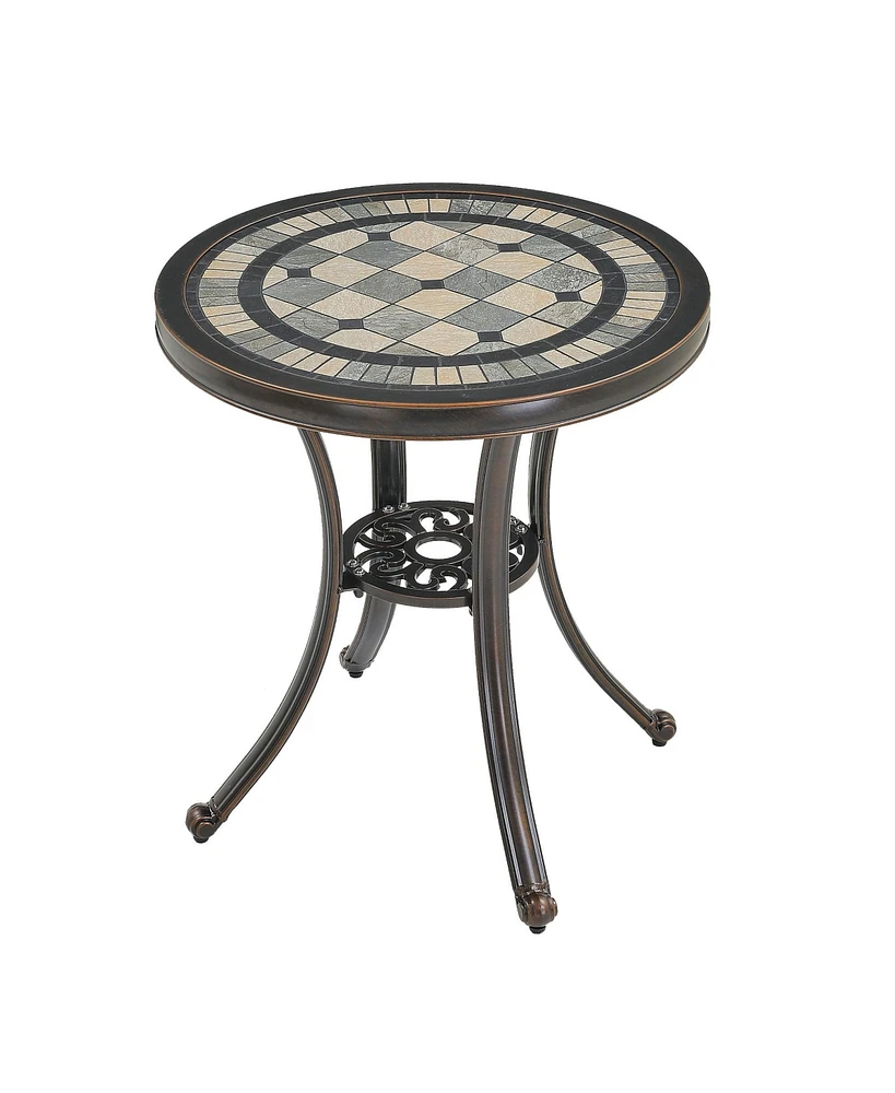 24 Inches Outdoor Bistro Table Cast Aluminium Patio Dining Round Table, Bronze