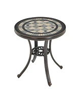 24 Inches Outdoor Bistro Table Cast Aluminium Patio Dining Round Table, Bronze