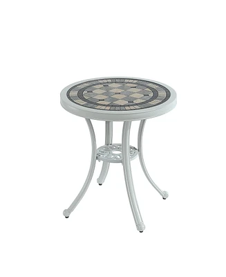 24 Inches Outdoor Bistro Table Cast Aluminium Patio Dining Table Outdoor Round Bistro Table, Bronze
