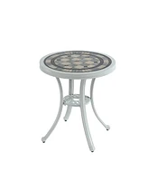 24 Inches Outdoor Bistro Table Cast Aluminium Patio Dining Table Outdoor Round Bistro Table, Bronze