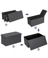 30 Inch Folding Storage Ottoman with Lift Top