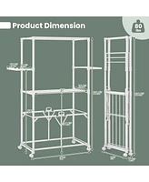 Foldable Clothes Drying Rack, 68.5" Aluminum Laundry Rack with Hanging Rods & Drying Shelves