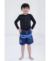 Blue Beetle Boys Dc Comics Upf 50+ Swim Trunks Bathing Suit