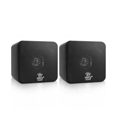 Pyle 4" 200W Mini Cube Bookshelf Speakers - Black (Pair) - PCB4BK