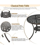 5-Piece Cast Aluminum Outdoor Dining Set Patio Table with Umbrella Hole Chairs Bronze