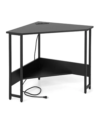 Triangle Computer Corner Desk with Charging Station
