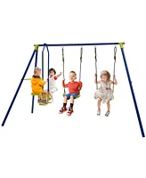 Heavy-Duty 440 lbs Kids Swing Set with 2 Swings & 1 Glider