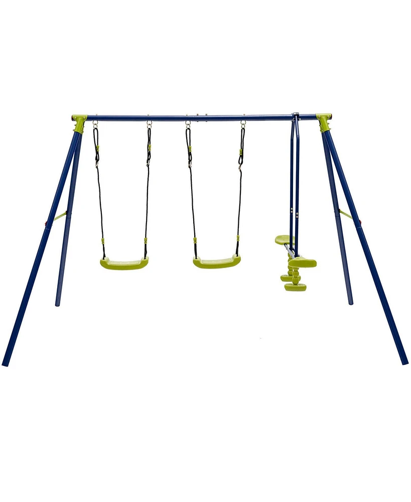 Heavy-Duty 440 lbs Kids Swing Set with 2 Swings & 1 Glider