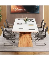 Tribesigns 6FT Conference Table for 6-8 People, Meeting Table with Crossed Legs, Industrial Business Training Desk for Office Conference, Meeting Room