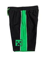 Minecraft Boys Zombie Creeper Alex Steve Rash Guard and Swim Trunks Outfit Set to