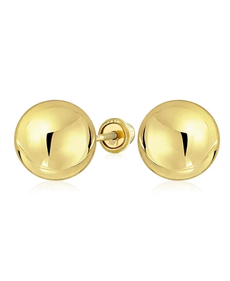 Bling Jewelry Unisex Classic Minimalist Tiny Simple Round Ball Yellow 14K Real Gold Ball Stud Earrings Or Cartilage Ear Lobe Screw Back