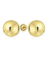 Bling Jewelry Classic Minimalist Tiny Simple Round Ball Yellow 14K Real Gold Ball Stud Earrings Screw Back