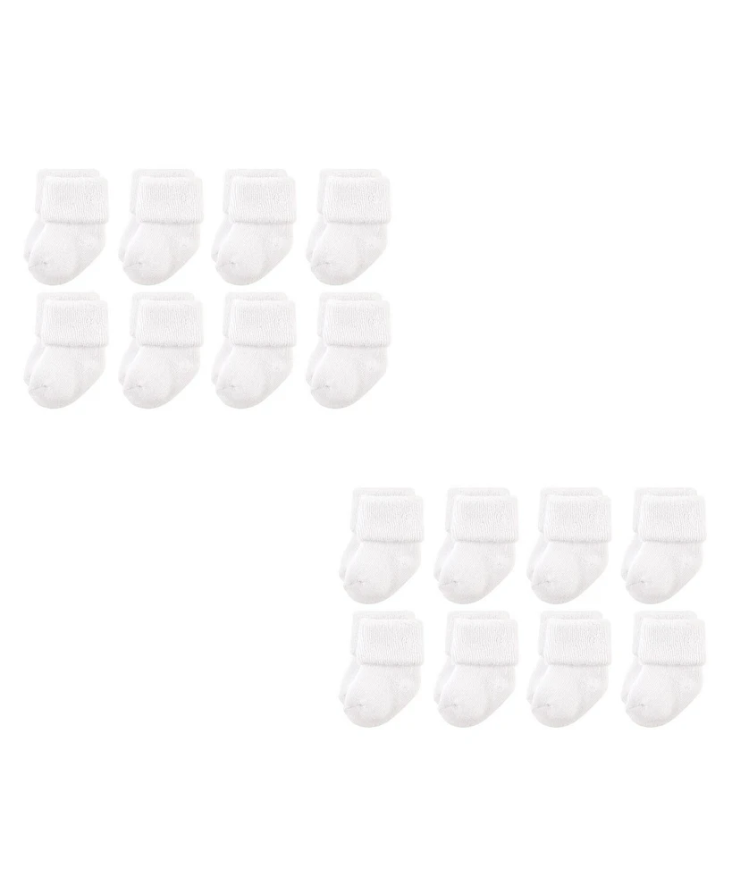 Luvable Friends Baby Boys Unisex Newborn Terry Socks, White 16-Piece, 0-6 Months