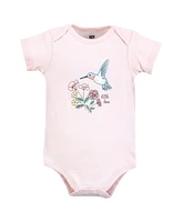 Hudson Baby Girls Cotton Bodysuits, Hummingbird Garden