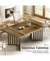 Tribesigns 63-inch Rectangular Dining Table for 4-6, Farmhouse Kitchen Dinner Eating Table with Slatted Base, Wood Dining Room Furniture for Home, Rus