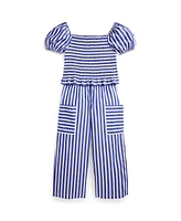 Polo Ralph Lauren Big Girls 2-Piece Striped Top Cropped and Pant Set