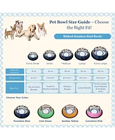 Country Living Set of 2 Ribbed Non-Slip Stainless Steel Pet Bowls – Durable and Safe Dog