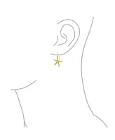 Bling Jewelry Nautical Tropical Beach Large Starfish Dangle Drop Threader Earrings Fish Hook Wire Gold Plated