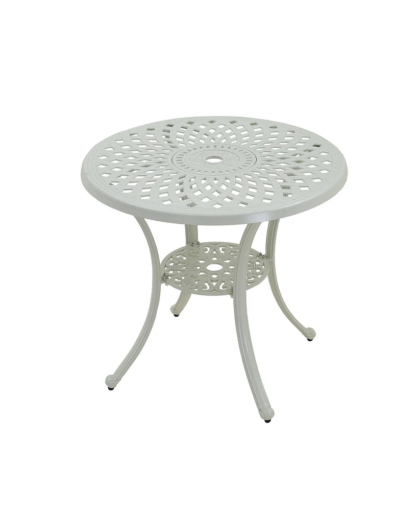 30 Inches Outdoor Dining Table with Umbrella Hole Cast Aluminium Patio Bistro Table Outdoor Round Bistro Table, Bronze