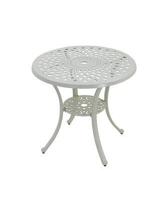30 Inches Outdoor Dining Table with Umbrella Hole Cast Aluminium Patio Bistro Table Outdoor Round Bistro Table, Bronze