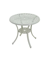 30 Inches Outdoor Dining Table with Umbrella Hole Cast Aluminium Patio Bistro Table Outdoor Round Bistro Table, Bronze