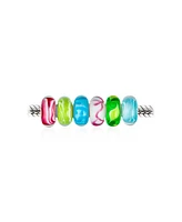 Bling Jewelry Mixed Set Sterling Silver Core Murano Glass Charm Bead European Bracelet
