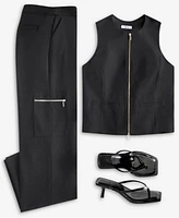 Bar Iii Womens Zip Front Vest Cargo Pants Exclusively At Macys