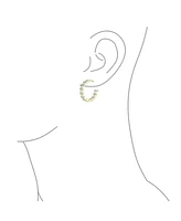 Bling Jewelry Classic Statement Cz Double Row Emerald Cut Cubic Zirconia Eternity Hoop Earrings Silver Gold Plated 1 Inch Diameter