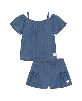 Calvin Klein Toddler and Little Girls 2-Piece Denim Top Skort Set