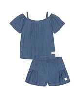 Calvin Klein Toddler and Little Girls 2-Piece Denim Top Skort Set