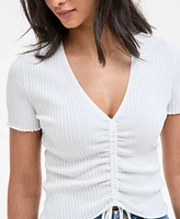 Hugo Women's Ruched V-Neck Short-Sleeve Top