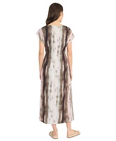 Luxely Women's Printed Lush Satin Side-Shirred Midi Dress