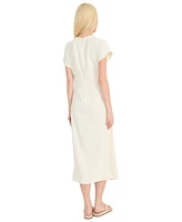 Luxely Women's Tie-Front Short-Sleeve Faux-Wrap Midi Dress