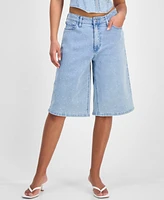 Bar Iii Women's Stud-Front Denim Bermuda Shorts, Exclusively at Macy's