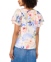 Vince Camuto Women's Floral-Print Flutter-Sleeve Top