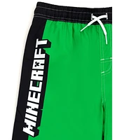 Minecraft Boys Zombie Creeper Alex Steve Rash Guard and Swim Trunks Outfit Set to