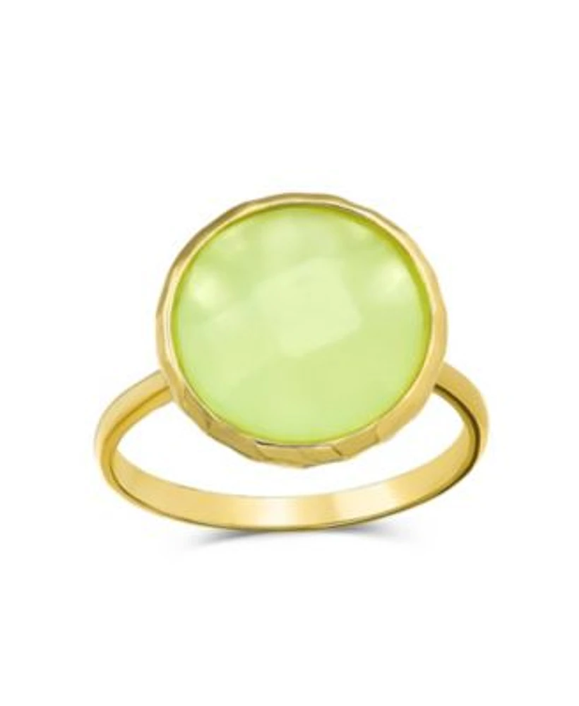 Bling Jewelry Multifaceted Seafoam Green Simulated Chalcedony Or Pink Simulated Rose Quartz Statement Ring 14K Gold Plated .925 Silver