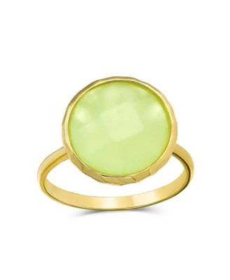 Bling Jewelry Multifaceted Seafoam Green Simulated Chalcedony Or Pink Simulated Rose Quartz Statement Ring 14K Gold Plated .925 Silver