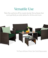 Best Choice Products Set of 2 Multipurpose Patio Wicker Ottomans w/ Removable Cushions