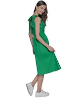 Karl Lagerfeld Paris Women's Poplin Bow-Back A-Line Dress