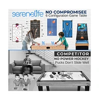 SereneLife 42" 6-in-1 Multi-Game Table - Pool, Air Hockey, Foosball, Basketball, Table Tennis & Dining Table