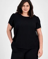 Ak Anne Klein Plus Size Tulip Sleeve Top Pull On Pants