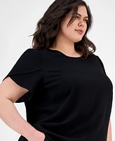 Ak Anne Klein Plus Gathered Tulip-Sleeve Top